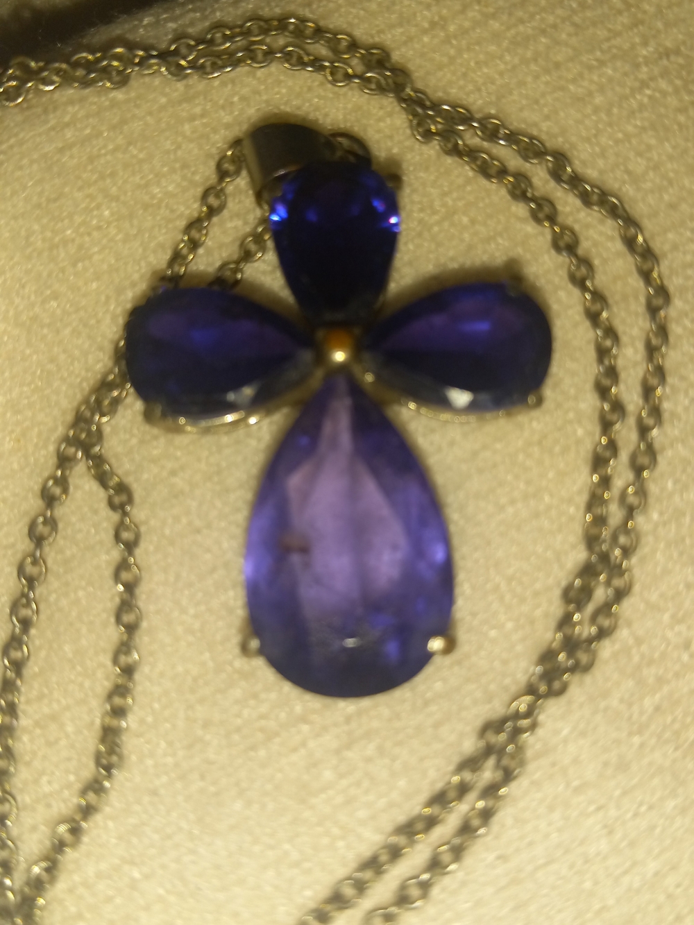 Amethyst Gemstone  Elegant Purple  Pendant Necklace - Cross Jewelry Style